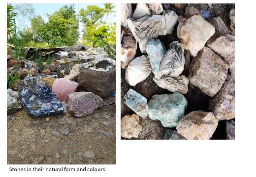 stones in their natural forms and colour