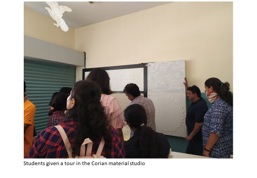 students given a tour in the corian material studio